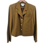 Anne Klein II Women's Brown Gold Button Blazer Jacket Size 6 Silk Rayon Blend Photo 0