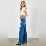 Vibrant  M.i.U Ripped Hem Button fly Wide Leg distressed Jeans Sz 13 Photo 4