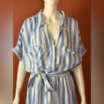 Ava & Viv  Blue and White Striped Midi Dress Photo 2