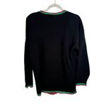 Nutcracker Black Christmas Tree Embroidered Sweater Holiday Party Womens Large Photo 4