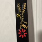 ZARA Womens Brown Leather Embroidered Floral Belt Gold Buckle Festival Hippie Photo 2