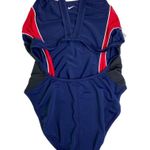 Nike  Racerback One Piece Swimsuit Size 14 Navy Red Colorblock Logo Beach Pool Photo 8
