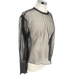 ZARA  Sheer Black Polka Dot Long Sleeve Blouse Size Medium Photo 2