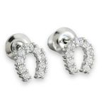 CZ Tiny Horseshoe Stud Earrings for Women Daily Simple Style Silver Photo 0