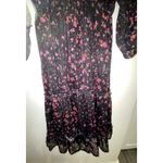AQUA  Womens Black Floral Sheer Tiered Midi Dress Size Small Photo 2