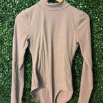 Girlfriend Collective  Tan Mockneck Bodysuit Ribbed Stretchy Sz Large Photo 0