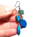 Elegant Beaded Dangle Earrings Turquoise Blue Photo 2