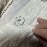 American Eagle Vtg Y2k  Cream Cableknit Hooded Sherpa Lined Zip Up Jacket Size M Photo 8