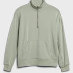 Banana Republic M Sage Baby Terry Zip Sweatshirt Fleece Pocket Sweater Stretch Photo 0