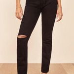Reformation NWT  Julia High Rise‎ Cigarette Jean In Black Ripped Knee Size 24 Photo 0