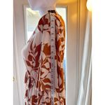 SPLA Women’s Medium Rust White Leaf Print Wrap Midi Dress Short Sleeve Stretch Photo 3