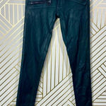 LF CARMAR Green Wax Coated Zip Skinny Jeans Size 23 Photo 0