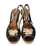 Sperry  Southport‎ Nautical Slingback Black Canvas Cork Wedge Sandals Women 10M Photo 1
