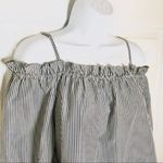 Lily White  Off Shoulder Ruffle Top Grey Stripe M Photo 4