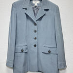 Jones New York  Silk Suit Blazer Jacket Baby Blue 10 Career 4 Button Lined Work Photo 0