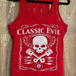 Y2K‎ Biker Clothing Company Red Skull Lace Back Classic Evil Tank Large Photo 0