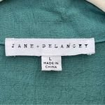 Jane and Delancey  Top Shirt Womens Large Green Button Up V Neck Textured Crinkled Photo 4