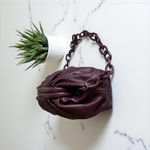 Badgley Mischka Badgley Mischka Wrapped Frame Clutch Plum Shoulder Bag Chain Handle Elegant Photo 5
