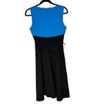Calvin Klein  Color Block Sheath Dress Sleeveless Career Belted Blue Black Photo 6