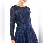 Mac Duggal Women’s Embellished Illusion Long Sleeve A-Line Gown Navy Sz 8- NWOT Photo 1