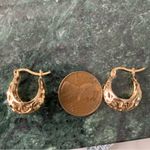 Open work Cutout Gold Over Sterling Silver Hoop Huggie Earrings 925 Turkey Photo 3