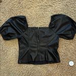 Marc New York by Andrew Marc Black Faux Leather Top in Size Large Photo 4