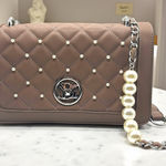 Badgley Mischka Large Taupe Pearl Quilted Crossbody Bag New With Tags Photo 0