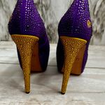 Herstar Women Sz 9 LSU Tigers Crystal Heels Pumps Shoes Purple Gold Glitter Glam Photo 5