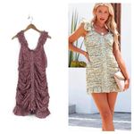 VICI Red White Floral Ruched Stretch Ruffle Sleeveless Mini Dress XL Photo 1