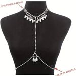 Faux Pearl Tassel Pendant Body Chain Full Of Shiny Rhinestone Body Chain Jewelry Photo 3