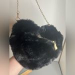 Fuzzy Black Heart Shaped Faux Fur Crossbody Chain Bag Fashion Purse NWOT 9” Wide Photo 8