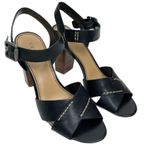Crown Vintage Women's Vegan Leather Black Bolero Block Heel Sandals Size 7.5 Photo 0