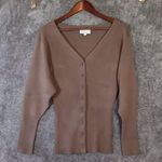 & Other Stories & Other Stories Compact Knit Cardigan Volume Sleeves Chocolate Brown Small Photo 3