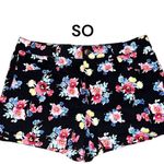 SO  brand cute black short shorts with pretty flower design. Stretchy comfy! Photo 0