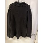 Max Studio  Knit Cardigan Sweater Collared Tie Front Black Textured Small Photo 5