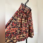 Jones New York Women’s Size 6 Boho Ikat Midi Skirt Flowy Earthy Tones Artsy A-Line Red Black Photo 2