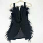 Pretty Little Thing  Feather Trim Sleeveless Fitted Blazer Vest Size 4 NWT Black Photo 2