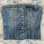 ZARA Strapless Denim Crop Top Size Large Photo 0