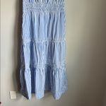 Quince 100% Organic Cotton Poplin Tiered Maxi Dress Large Blue Photo 4