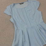 Allegra K NEW Allegra‎ K Blouse Top Womens M Blue Cap Sleeve Peplum Pleated Office Casual Photo 0
