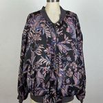 Free People  Paisley Satin Print Bomber Jacket Photo 0