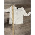 Wild Fable  Women Med Trendy Square Neck White Long Sleeve Pointelle Shirt New Photo 5