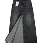 ICON DENIM Grey Denim Maxi Skirt with Front Slit NWT Size 24 Gray Photo 0