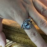 White Buffalo Turquoise Feather Ring Size 9 Black Photo 3