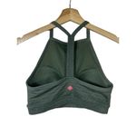 prAna  Alois Sports Bra XS Green‎ Pink Stripe Racerback Padded High Neck Athletic Photo 2