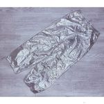 ZARA  Shiny Metallic Silver Parachute Mid Rise Pants Trousers futuristic foil med Photo 0