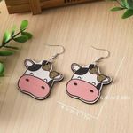 NWT Wooden Cow Head dangle Earrings Black Photo 1