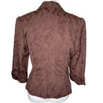 Worthington Brown Peaked Lapel Cropped Puffed Shoulder 3/4 Sleeve Blazer 16 Photo 2