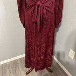 ZARA  Bloggers Fav Burgundy V-Neck Long‎ Jacquard Wrap Maxi Christmas Dress Sz M Photo 15