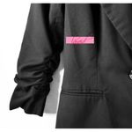 Nordstrom Doki Geki Ruched 3/4 Sleeve Boyfriend Blazer Black Work Button Coat Jacket S Photo 4